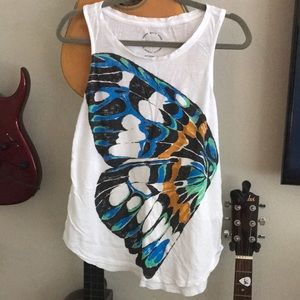 Lucky Brand racer back tank. M EUC Butterfly print